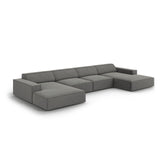Jodie 6-Sitzer Panorama-Ecksofa symmetrisch, aus Samt (Blu13) in Hellgrau, 364x166 cm – Bild 4