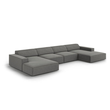 Jodie 6-Sitzer Panorama-Ecksofa symmetrisch, aus Samt (Blu13) in Hellgrau, 364x166 cm – Bild 4