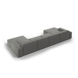 Jodie 6-Sitzer Panorama-Ecksofa symmetrisch, aus Samt (Blu13) in Hellgrau, 364x166 cm – Bild 5