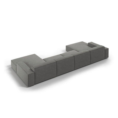 Jodie 6-Sitzer Panorama-Ecksofa symmetrisch, aus Samt (Blu13) in Hellgrau, 364x166 cm – Bild 5
