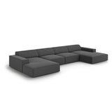 Jodie 6-Sitzer Panorama-Ecksofa symmetrisch, aus Samt (Blu14) in Grau, 364x166 cm – Bild 4
