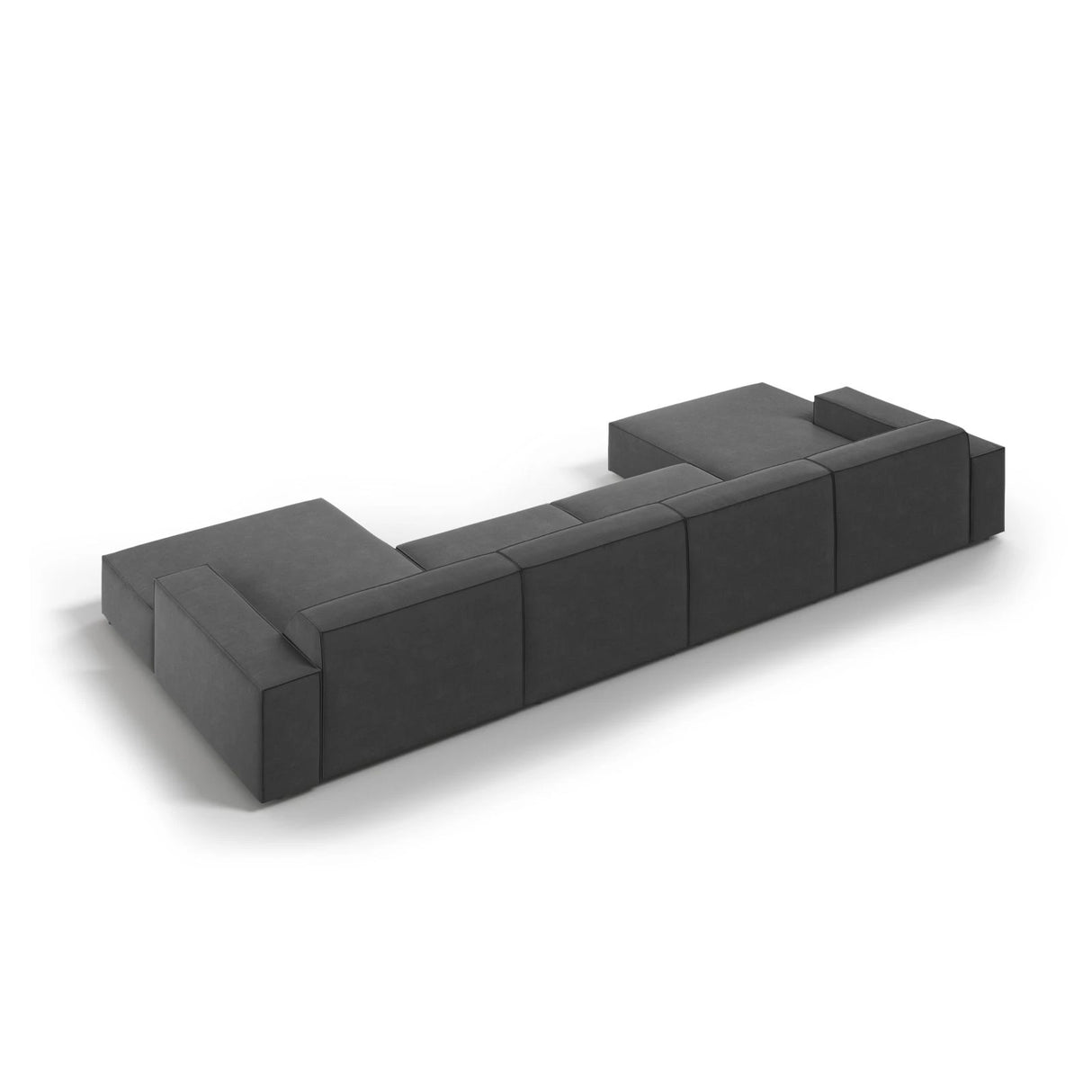 Jodie 6-Sitzer Panorama-Ecksofa symmetrisch, aus Samt (Blu14) in Grau, 364x166 cm – Bild 5