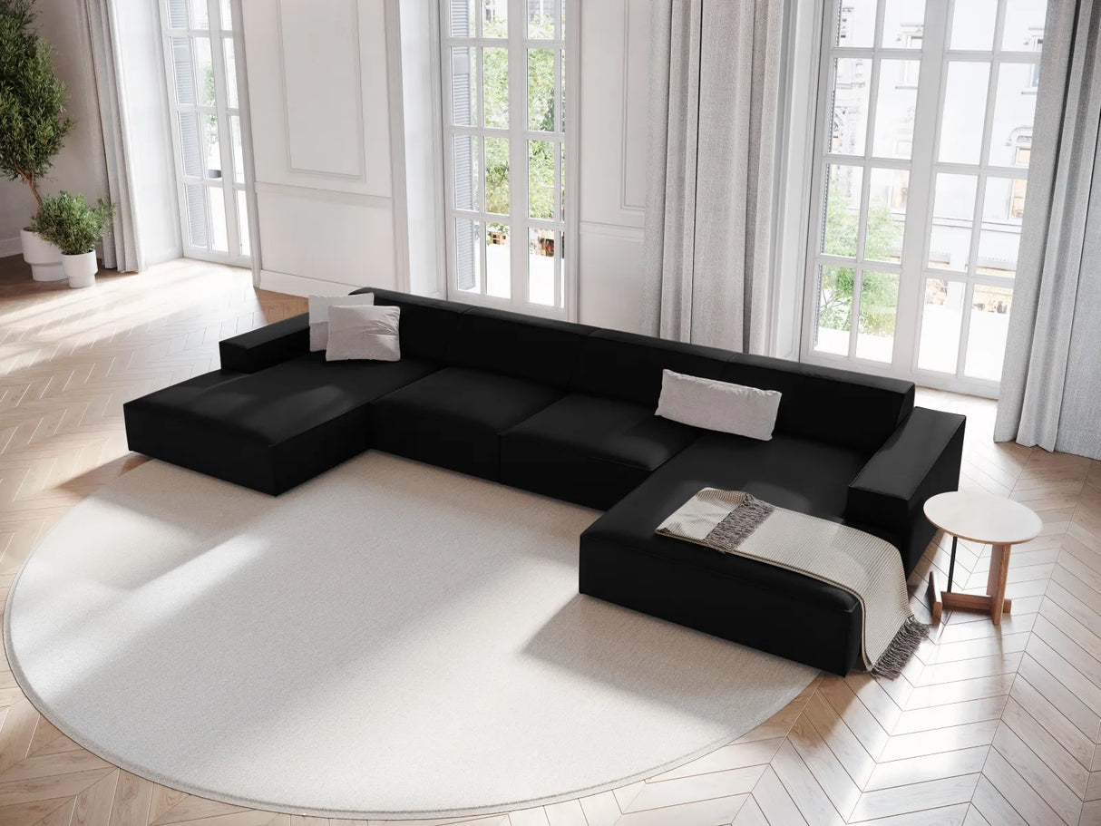 Jodie 6-Sitzer Panorama-Ecksofa symmetrisch, aus Samt (Blu19) in Schwarz, 364x166 cm – Bild 2