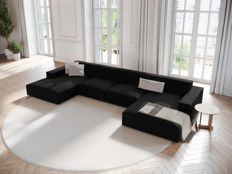 Jodie 6-Sitzer Panorama-Ecksofa symmetrisch, aus Samt (Blu19) in Schwarz, 364x166 cm – Bild 2