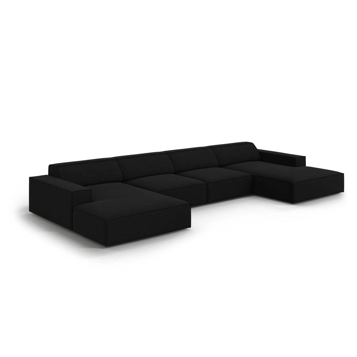 Jodie 6-Sitzer Panorama-Ecksofa symmetrisch, aus Samt (Blu19) in Schwarz, 364x166 cm – Bild 4