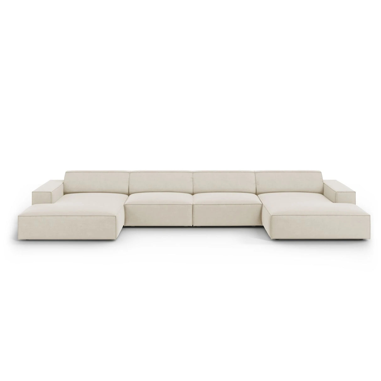 Jodie 6-Sitzer Panorama-Ecksofa symmetrisch, aus Samt (Blu30) in Dunkelbeige, 364x166 cm – Bild 1