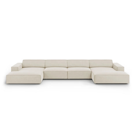 Jodie 6-Sitzer Panorama-Ecksofa symmetrisch, aus Samt (Blu30) in Dunkelbeige, 364x166 cm – Bild 1