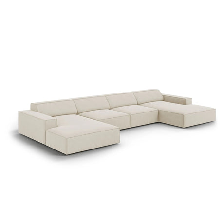 Jodie 6-Sitzer Panorama-Ecksofa symmetrisch, aus Samt (Blu30) in Dunkelbeige, 364x166 cm – Bild 4