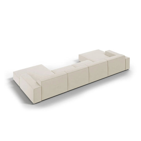 Jodie 6-Sitzer Panorama-Ecksofa symmetrisch, aus Samt (Blu30) in Dunkelbeige, 364x166 cm – Bild 5