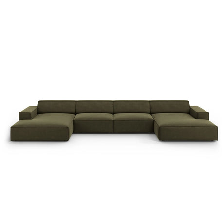 Jodie 6-Sitzer Panorama-Ecksofa symmetrisch, aus Samt (Blu77) in Grün, 364x166 cm – Bild 1
