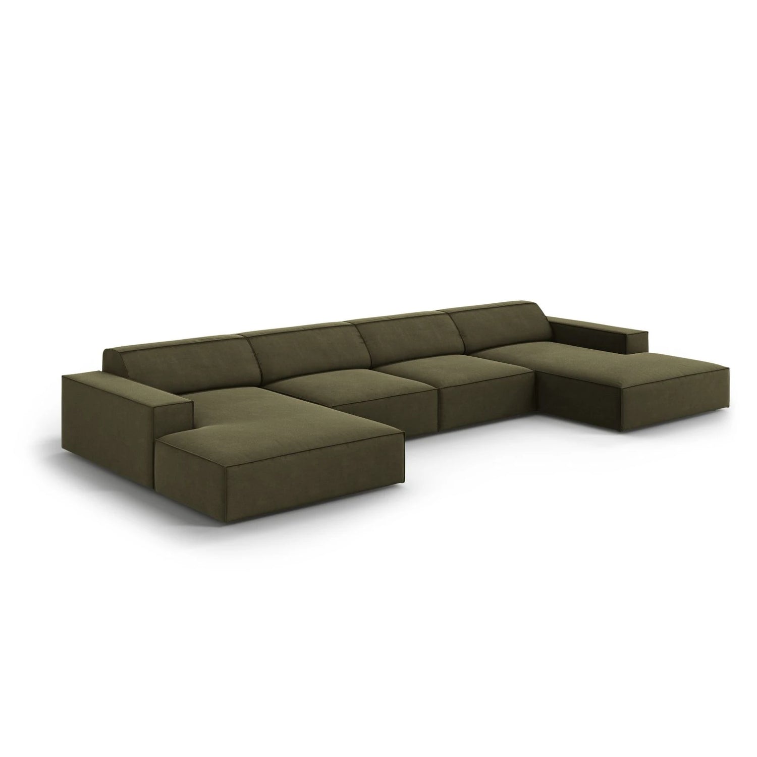Jodie 6-Sitzer Panorama-Ecksofa symmetrisch, aus Samt (Blu77) in Grün, 364x166 cm – Bild 4