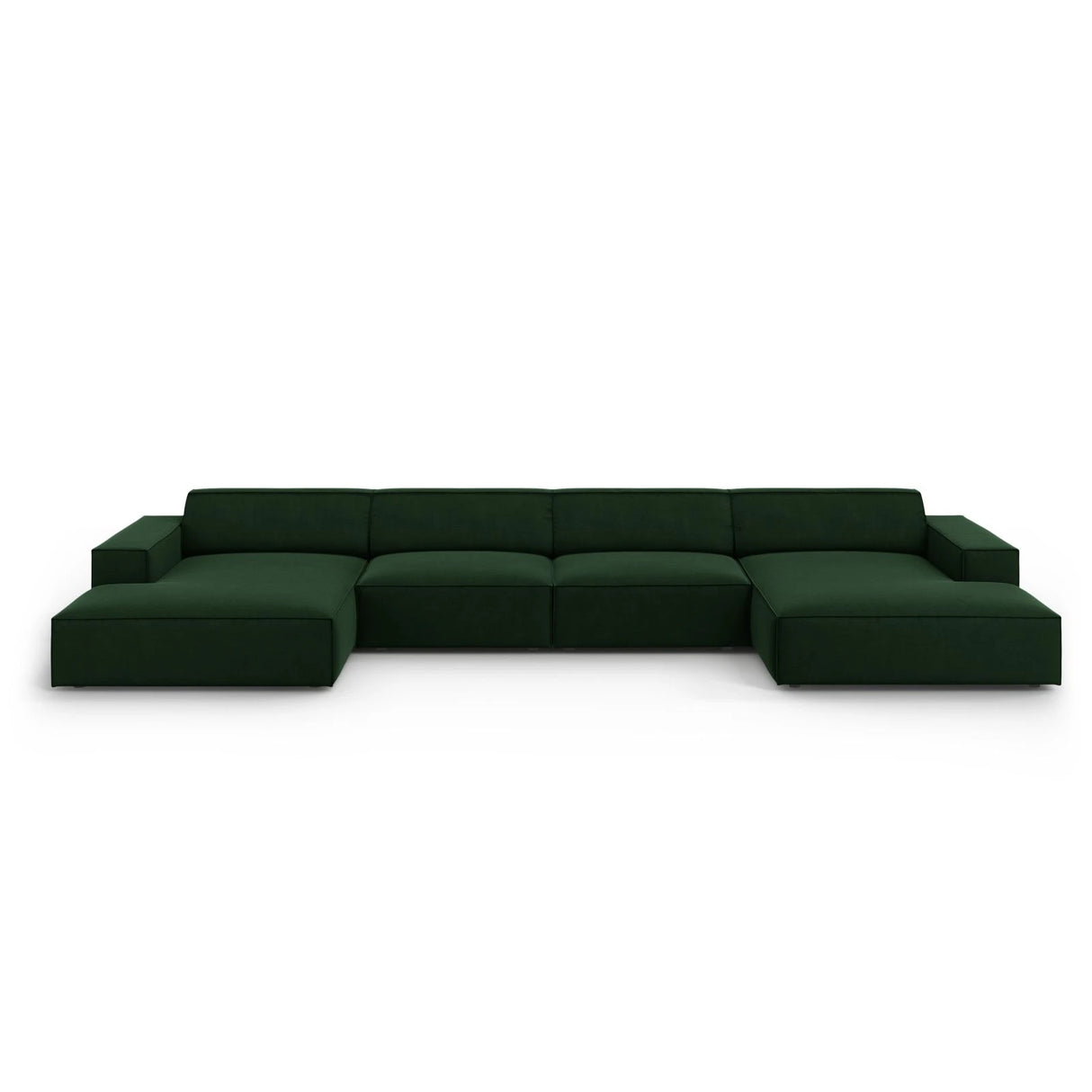 Jodie 6-Sitzer Panorama-Ecksofa symmetrisch, aus Samt (Blu78) in Flaschengrün, 364x166 cm – Bild 1