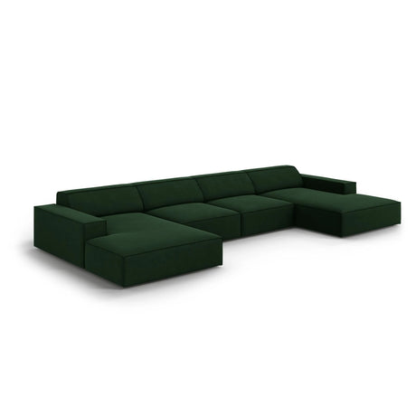 Jodie 6-Sitzer Panorama-Ecksofa symmetrisch, aus Samt (Blu78) in Flaschengrün, 364x166 cm – Bild 4