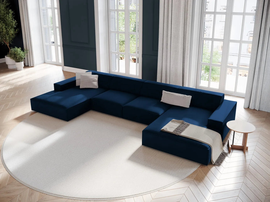 Jodie 6-Sitzer Panorama-Ecksofa symmetrisch, aus Samt (Blu86) in Königsblau, 364x166 cm – Bild 2