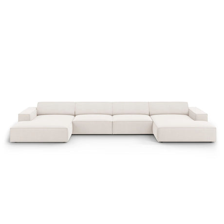 Jodie 6-Sitzer Panorama-Ecksofa symmetrisch, aus Strukturierter Stoff (Meg351) in Leichtes Beige, 364x166 cm – Bild 1