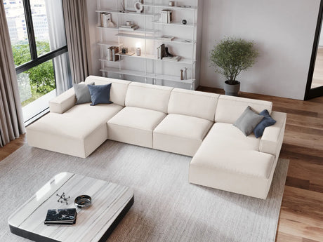 Jodie 6-Sitzer Panorama-Ecksofa symmetrisch, aus Strukturierter Stoff (Meg351) in Leichtes Beige, 364x166 cm – Bild 2