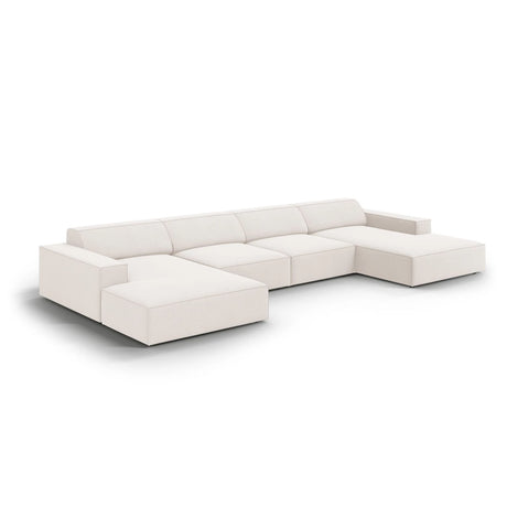 Jodie 6-Sitzer Panorama-Ecksofa symmetrisch, aus Strukturierter Stoff (Meg351) in Leichtes Beige, 364x166 cm – Bild 4