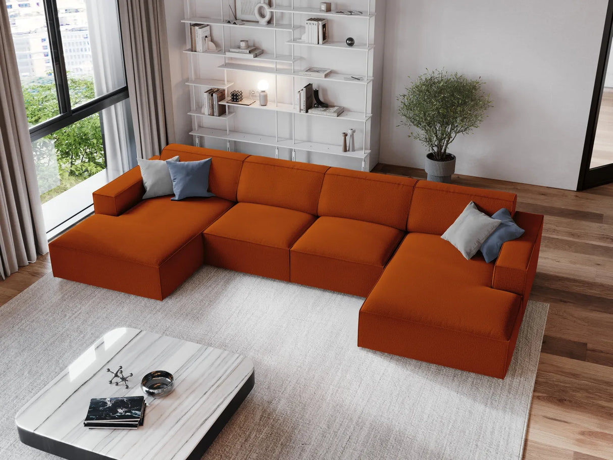 Jodie 6-Sitzer Panorama-Ecksofa symmetrisch, aus Strukturierter Stoff (Meg357) in Terrakotta, 364x166 cm – Bild 2