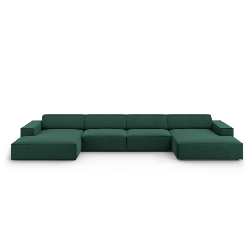 Jodie 6-Sitzer Panorama-Ecksofa symmetrisch, aus Strukturierter Stoff (Meg359) in Grün, 364x166 cm – Bild 1