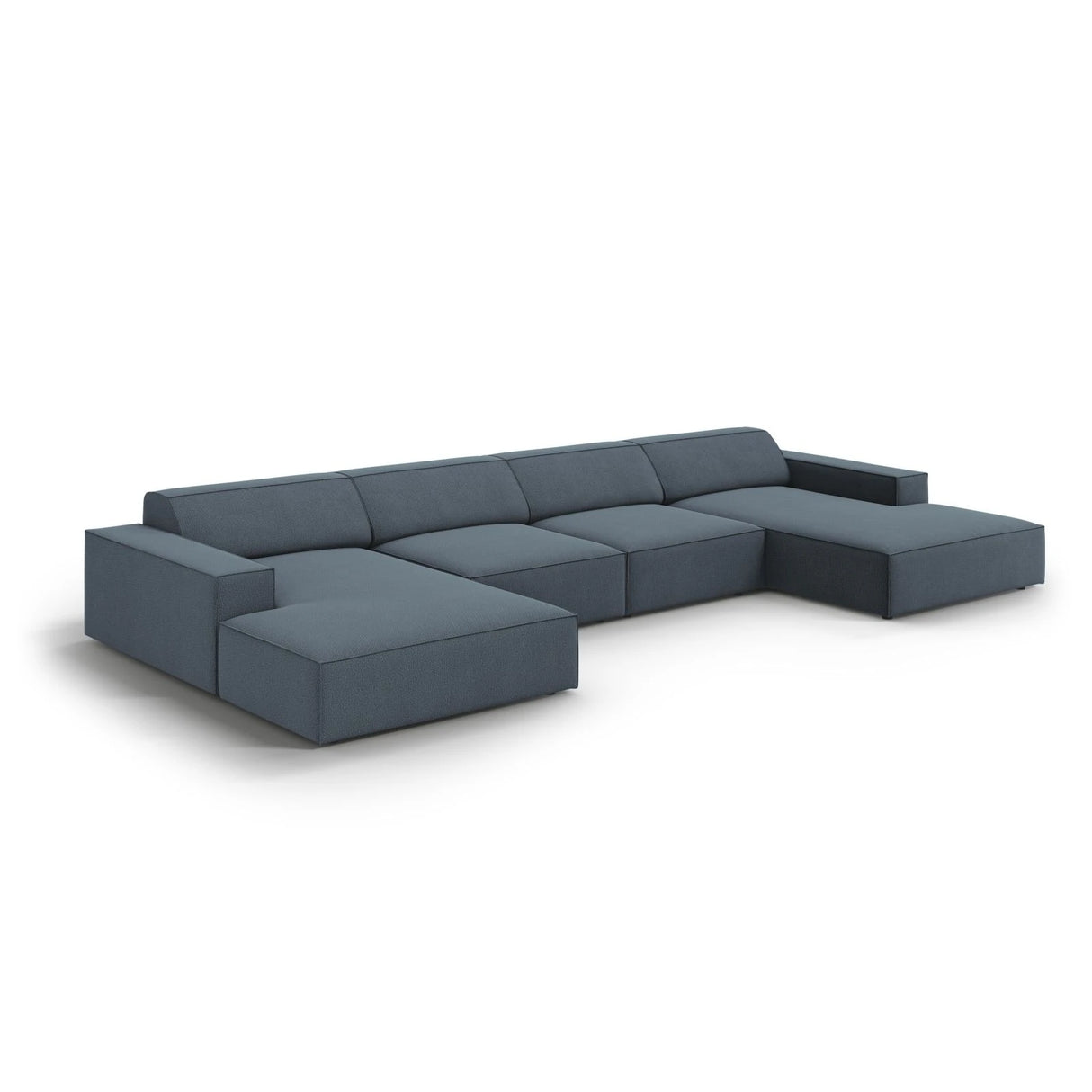 Jodie 6-Sitzer Panorama-Ecksofa symmetrisch, aus Strukturierter Stoff (Meg361) in Blau, 364x166 cm – Bild 4
