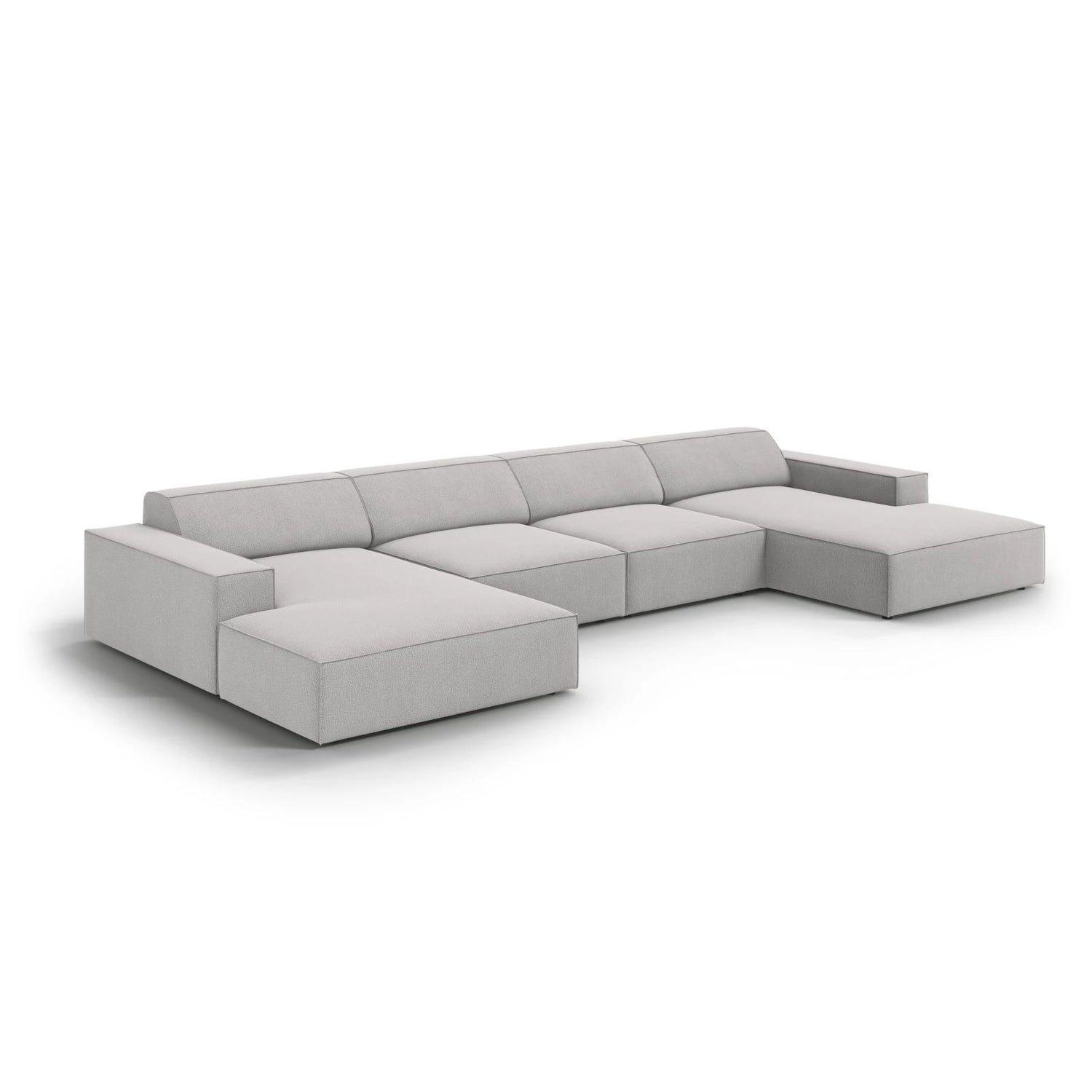Jodie 6-Sitzer Panorama-Ecksofa symmetrisch, aus Strukturierter Stoff (Meg363) in Hellgrau, 364x166 cm – Bild 4
