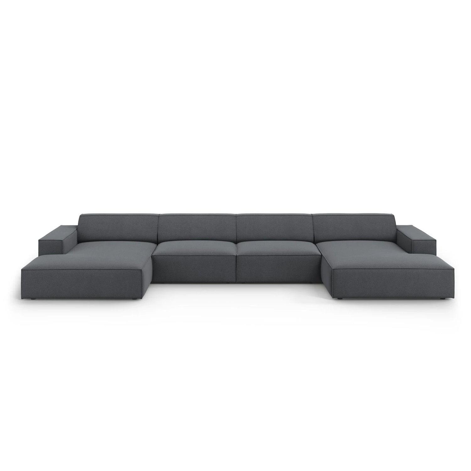 Jodie 6-Sitzer Panorama-Ecksofa symmetrisch, aus Strukturierter Stoff (Meg367) in Dunkelgrau, 364x166 cm – Bild 1