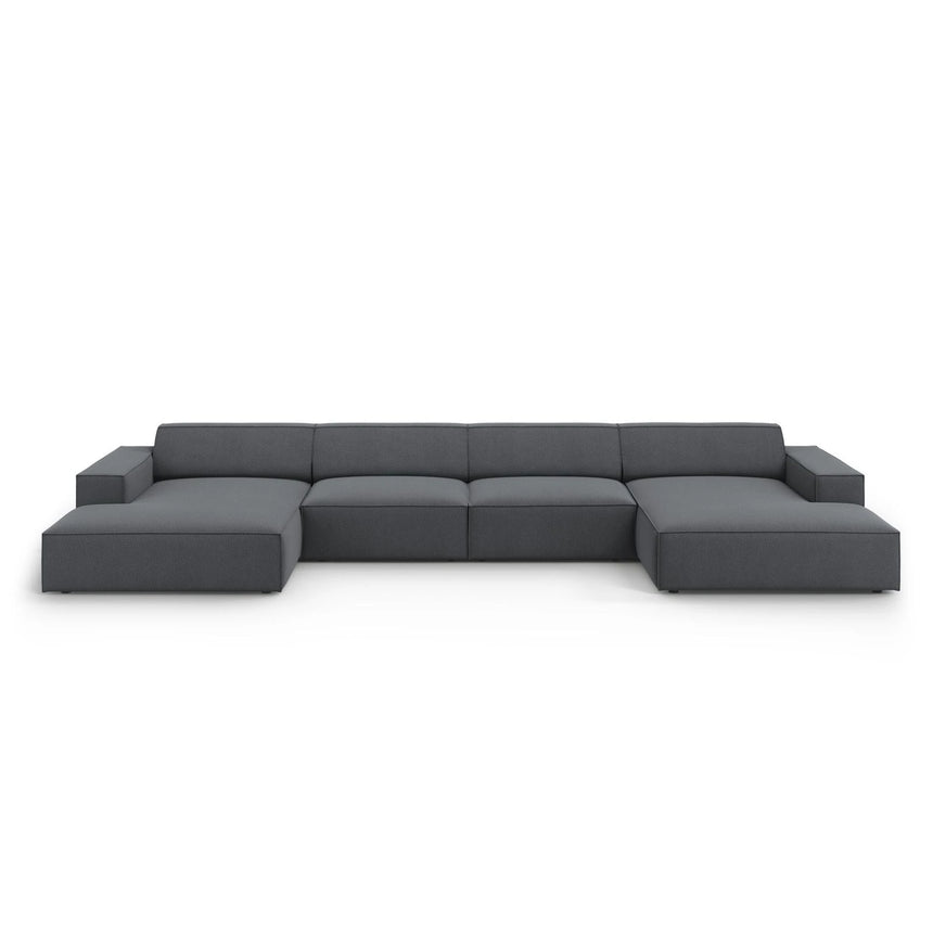 Jodie 6-Sitzer Panorama-Ecksofa symmetrisch, aus Strukturierter Stoff (Meg367) in Dunkelgrau, 364x166 cm – Bild 1