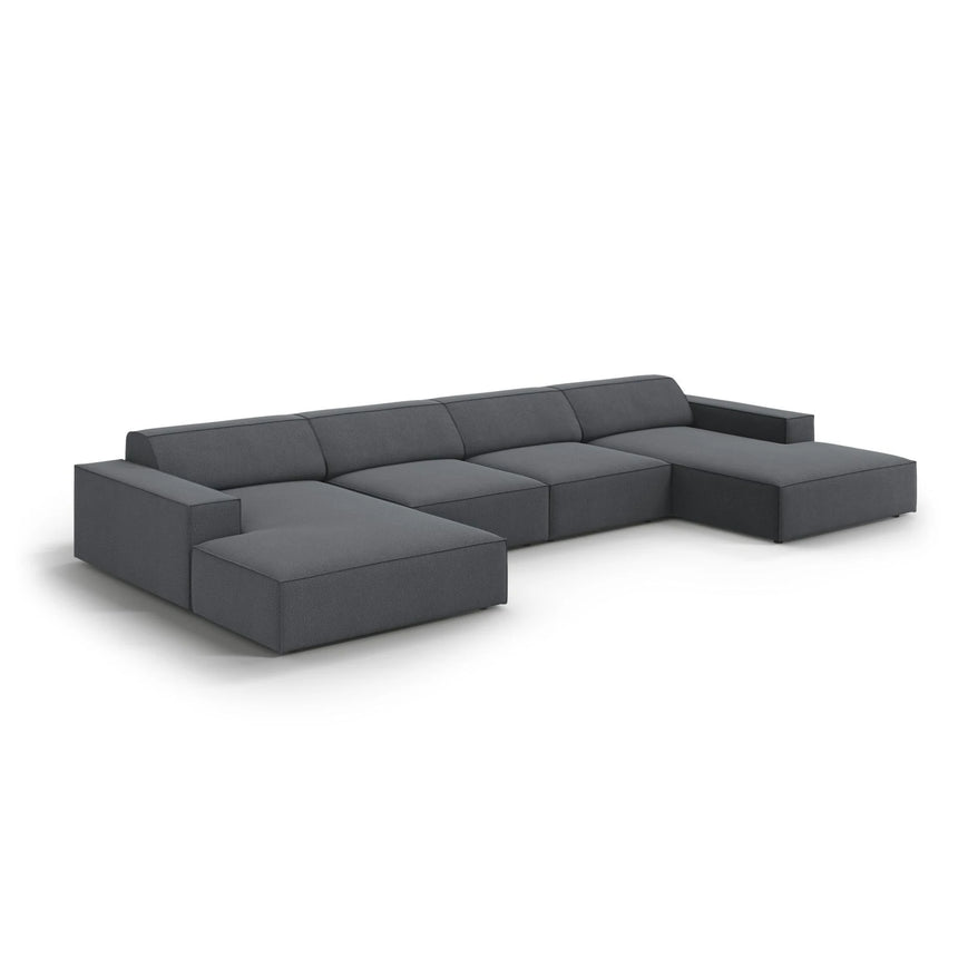 Jodie 6-Sitzer Panorama-Ecksofa symmetrisch, aus Strukturierter Stoff (Meg367) in Dunkelgrau, 364x166 cm – Bild 4