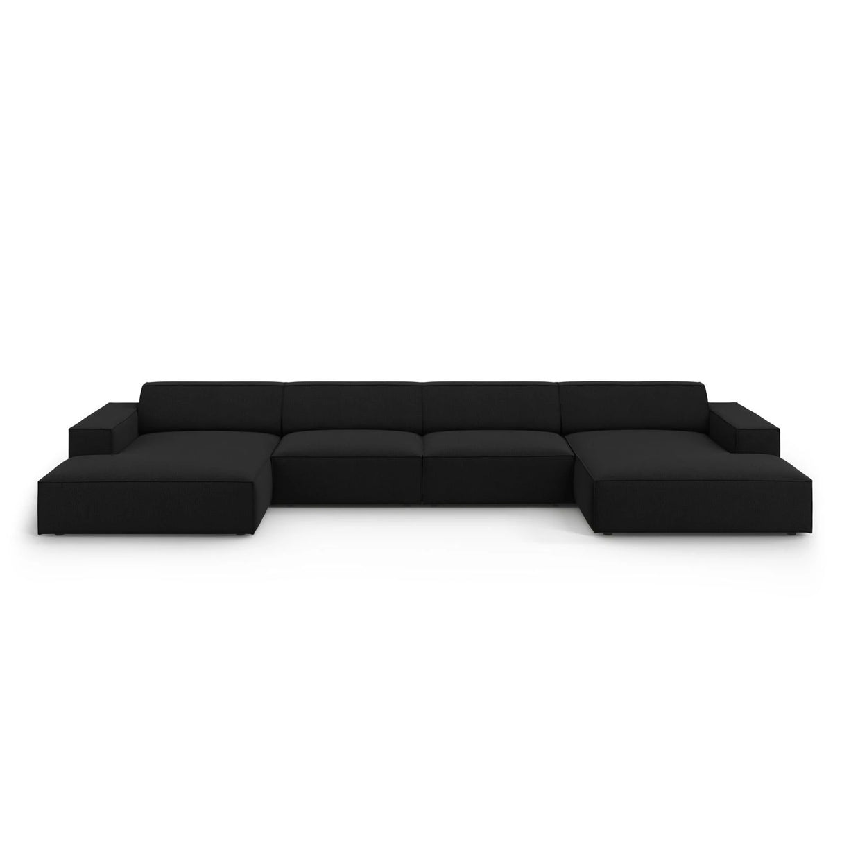Jodie 6-Sitzer Panorama-Ecksofa symmetrisch, aus Strukturierter Stoff (Meg368) in Schwarz, 364x166 cm – Bild 1