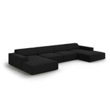 Jodie 6-Sitzer Panorama-Ecksofa symmetrisch, aus Strukturierter Stoff (Meg368) in Schwarz, 364x166 cm – Bild 4
