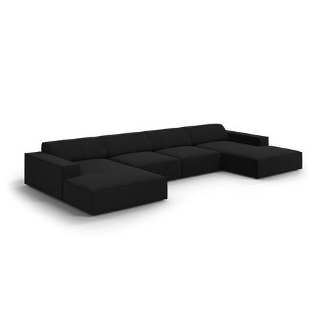 Jodie 6-Sitzer Panorama-Ecksofa symmetrisch, aus Strukturierter Stoff (Meg368) in Schwarz, 364x166 cm – Bild 4