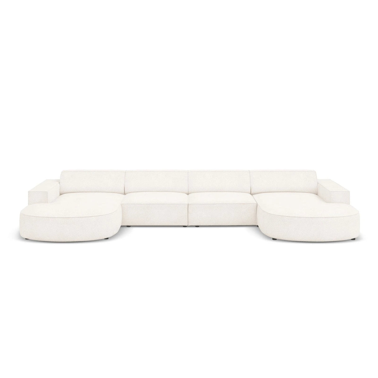 Jodie 6-Sitzer Panorama-Ecksofa symmetrisch, rund, aus Boucle (AscNATA) in Beige, 364x166 cm – Bild 1