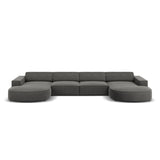 Jodie 6-Sitzer Panorama-Ecksofa symmetrisch, rund, aus Samt (Blu13) in Hellgrau, 364x166 cm – Bild 1