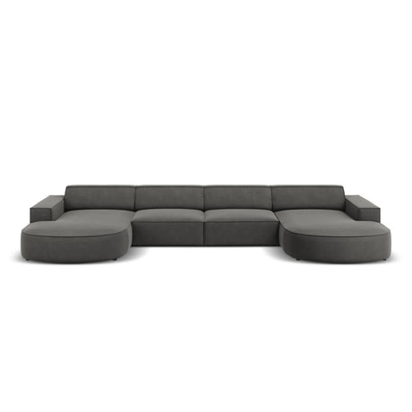 Jodie 6-Sitzer Panorama-Ecksofa symmetrisch, rund, aus Samt (Blu13) in Hellgrau, 364x166 cm – Bild 1