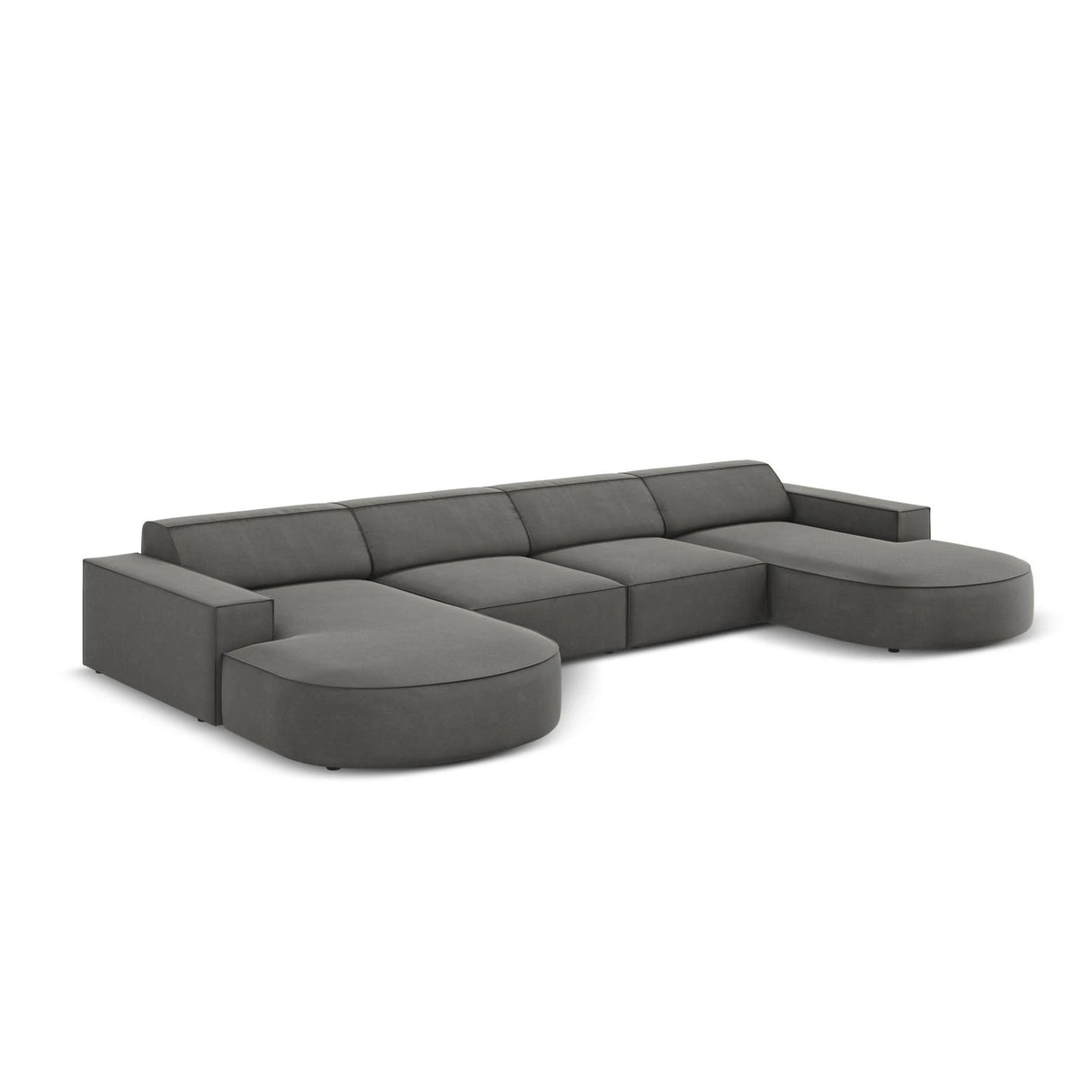 Jodie 6-Sitzer Panorama-Ecksofa symmetrisch, rund, aus Samt (Blu13) in Hellgrau, 364x166 cm – Bild 4