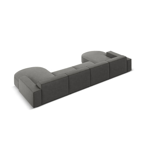 Jodie 6-Sitzer Panorama-Ecksofa symmetrisch, rund, aus Samt (Blu13) in Hellgrau, 364x166 cm – Bild 5