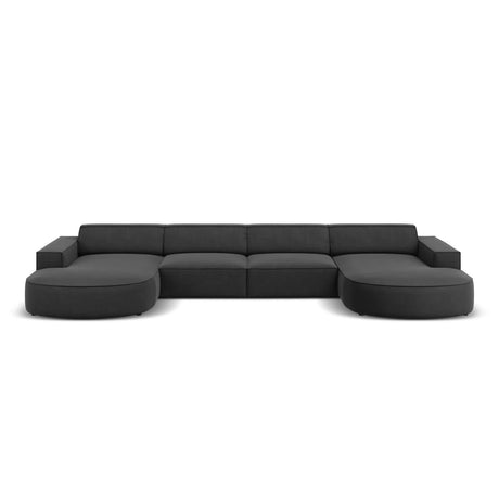 Jodie 6-Sitzer Panorama-Ecksofa symmetrisch, rund, aus Samt (Blu14) in Grau, 364x166 cm – Bild 1