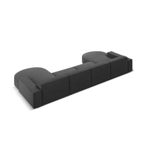 Jodie 6-Sitzer Panorama-Ecksofa symmetrisch, rund, aus Samt (Blu14) in Grau, 364x166 cm – Bild 5