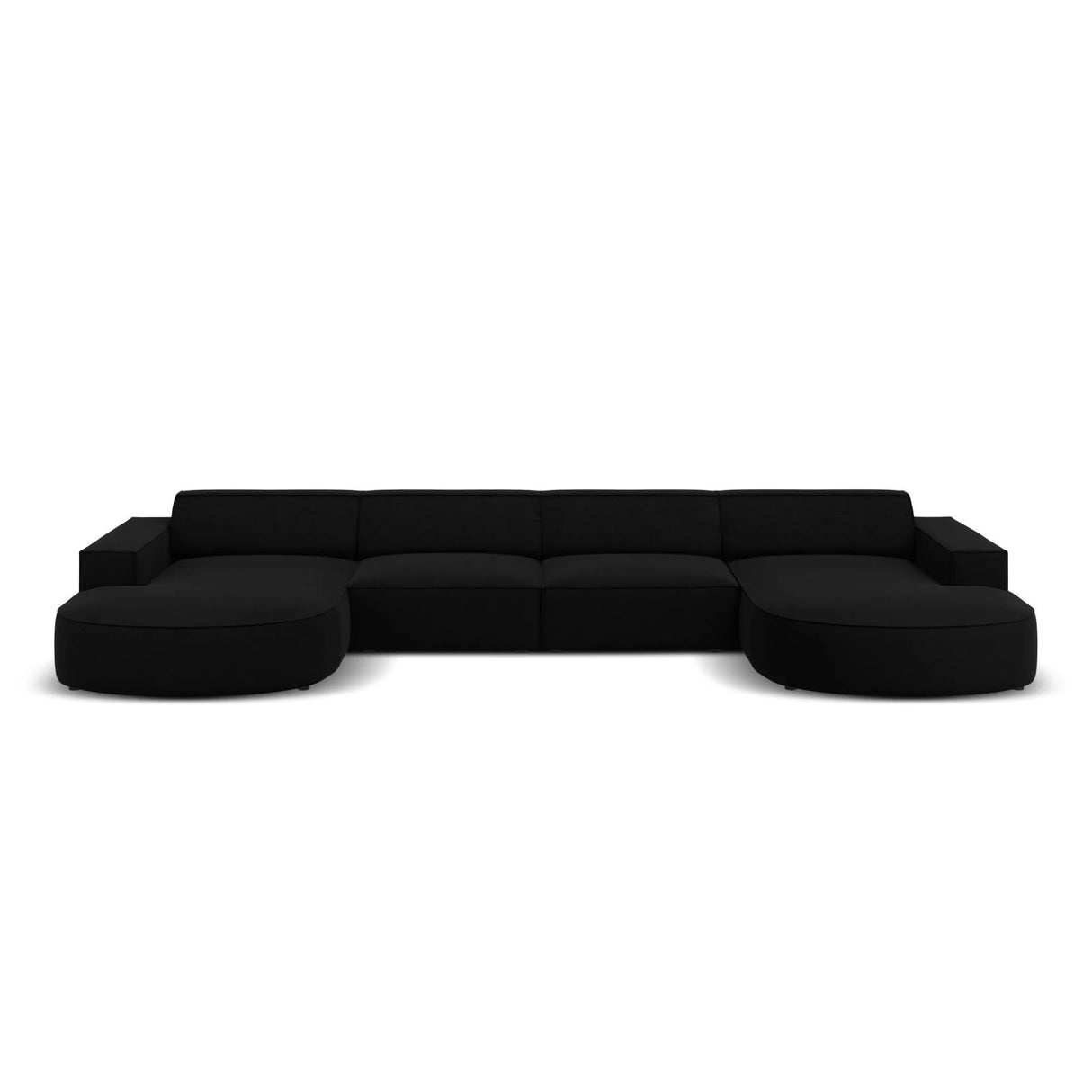 Jodie 6-Sitzer Panorama-Ecksofa symmetrisch, rund, aus Samt (Blu19) in Schwarz, 364x166 cm – Bild 1