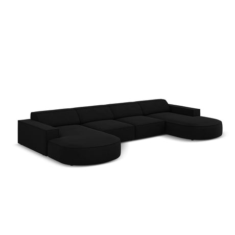 Jodie 6-Sitzer Panorama-Ecksofa symmetrisch, rund, aus Samt (Blu19) in Schwarz, 364x166 cm – Bild 4