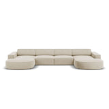 Jodie 6-Sitzer Panorama-Ecksofa symmetrisch, rund, aus Samt (Blu30) in Dunkelbeige, 364x166 cm – Bild 1