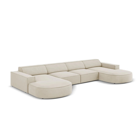 Jodie 6-Sitzer Panorama-Ecksofa symmetrisch, rund, aus Samt (Blu30) in Dunkelbeige, 364x166 cm – Bild 4