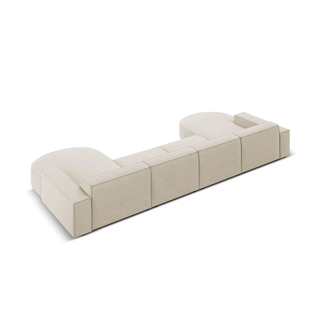 Jodie 6-Sitzer Panorama-Ecksofa symmetrisch, rund, aus Samt (Blu30) in Dunkelbeige, 364x166 cm – Bild 5