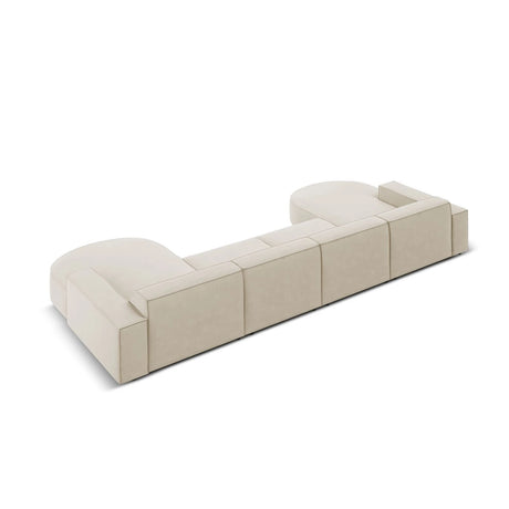 Jodie 6-Sitzer Panorama-Ecksofa symmetrisch, rund, aus Samt (Blu30) in Dunkelbeige, 364x166 cm – Bild 5