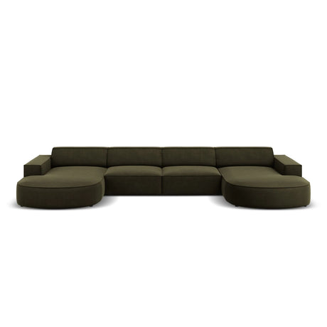 Jodie 6-Sitzer Panorama-Ecksofa symmetrisch, rund, aus Samt (Blu77) in Grün, 364x166 cm – Bild 1