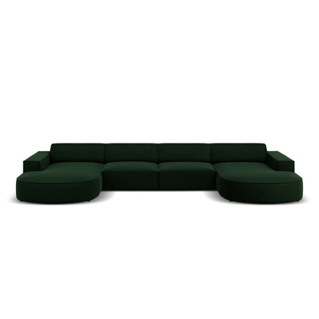 Jodie 6-Sitzer Panorama-Ecksofa symmetrisch, rund, aus Samt (Blu78) in Flaschengrün, 364x166 cm – Bild 1