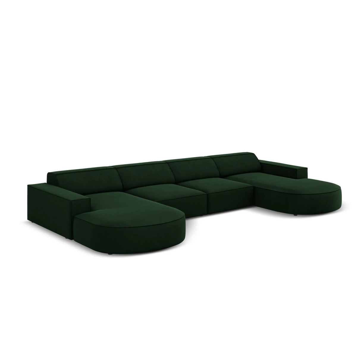 Jodie 6-Sitzer Panorama-Ecksofa symmetrisch, rund, aus Samt (Blu78) in Flaschengrün, 364x166 cm – Bild 4