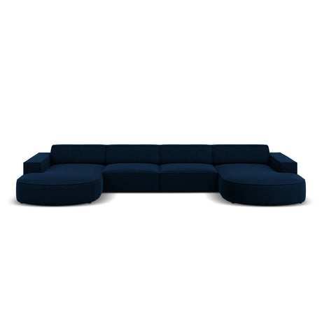 Jodie 6-Sitzer Panorama-Ecksofa symmetrisch, rund, aus Samt (Blu86) in Königsblau, 364x166 cm – Bild 1