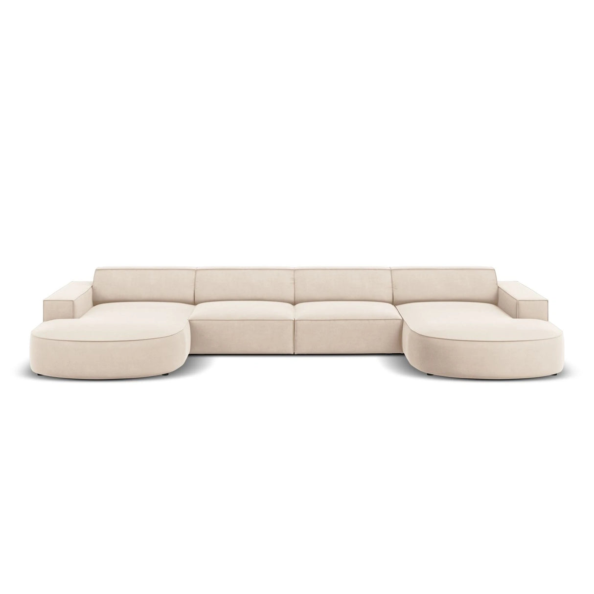 Jodie 6-Sitzer Panorama-Ecksofa symmetrisch, rund, aus Samt oder Strukturstoff, 364x166 cm – Bild 1