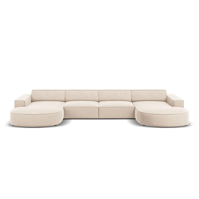 Jodie 6-Sitzer Panorama-Ecksofa symmetrisch, rund, aus Samt oder Strukturstoff, 364x166 cm – Bild 1